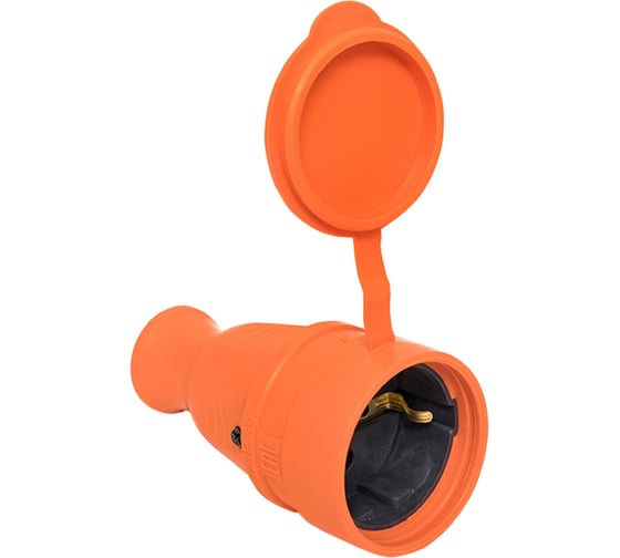 Изображение товара Каучуковая переносная розетка EKF с защитной крышкой, 230В, 2P+PE, 16A, IP44, PRO RPS-012-16-230-44-ro