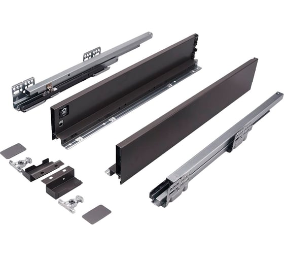 Изображение товара Слимбокс с направляющими и доводчиком Mebax 116_450 мм, серый  00-00002991