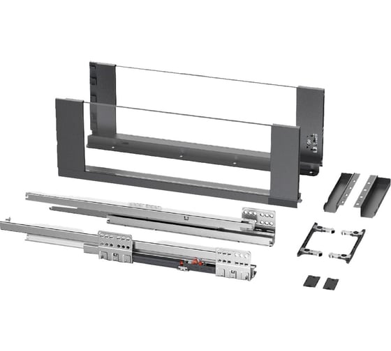 Изображение товара Слимбокс стеклянная стенка Mebax с направляющими и доводчиком, 167_500 мм, серый  00-00003008