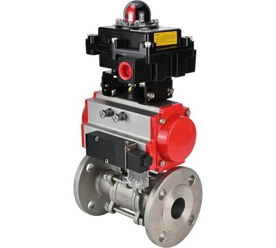 Изображение товара Шаровой кран DN.ru КШФПТ-ISO.316.180 Ду15 Ру40 с пневмоприводом, пневмораспределителем, БКВ D160-19525