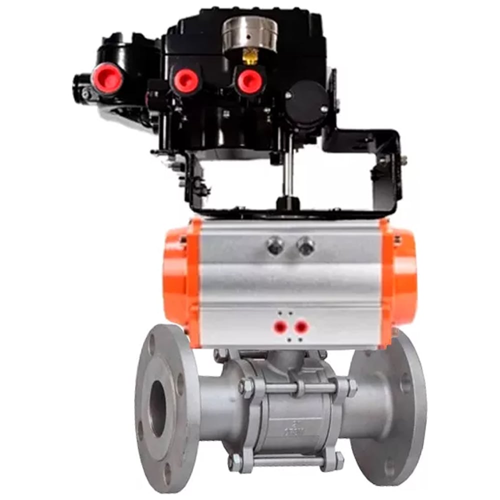 Изображение товара Шаровой кран DN.ru КШФПТ-ISO.304.180 Ду15 Ру40 с пневмоприводом, пневмопозиционером D160-10781