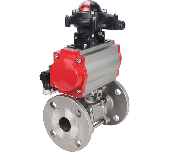 Изображение товара Шаровой кран DN.ru КШФПТ-ISO.316.180 Ду15 Ру40 с пневмоприводом, пневмораспределителем, БКВ D160-10416