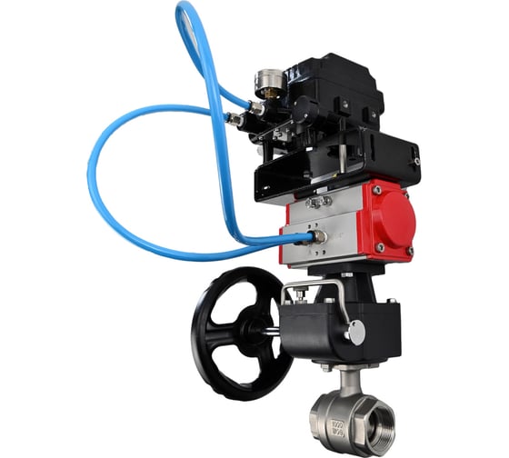 Изображение товара Кран шаровой DN.ru КШМП.316.230-ISO Ду65 Ру40 с пн.приводом, пневмопозиционером, дублером D160-14325