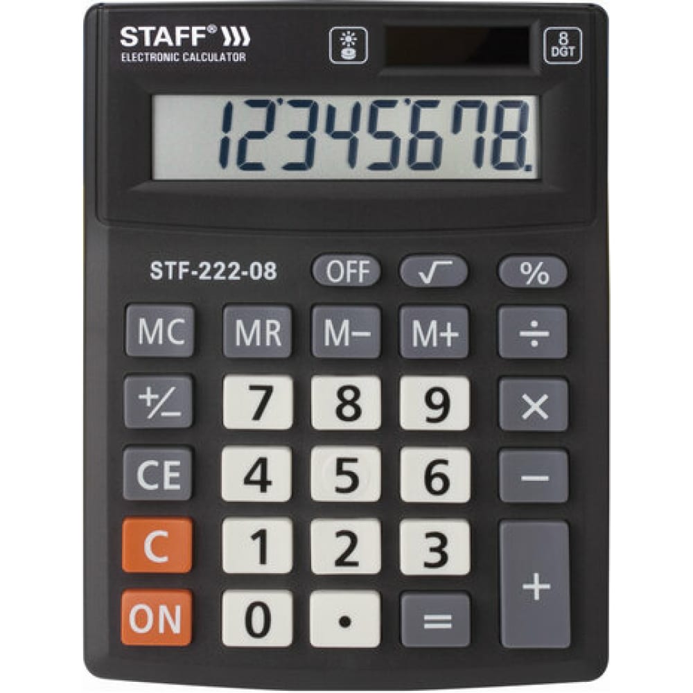 Компактный настольный калькулятор Staff калькулятор настольный staff tf 888 12 wr 200х150мм 12 разр двойное питание бордовый 250454
