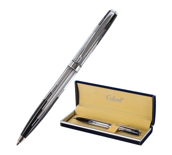 Изображение товара Подарочная шариковая ручка GALANT Offenbach, серебристый/черный корпус, хромированные детали, 0,7мм, синяя, 141014