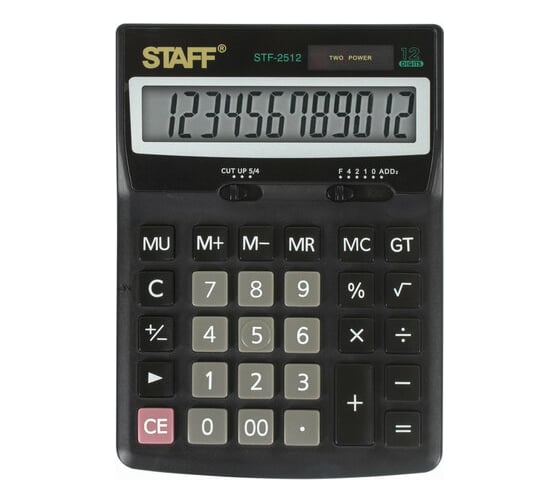 Изображение товара Настольный калькулятор STAFF STF-2512 170х125мм, 12 разрядов, двойное питание, 250136