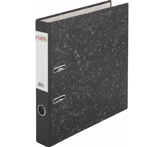 Изображение товара Папка-регистратор STAFF EVERYDAY с мраморным покрытием, 50 мм, без уголка, черный корешок, 224615