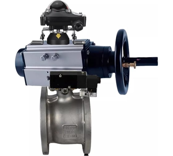 Изображение товара Шаровой кран DN.ru КШмФП 316.200 Ду80 Ру16 пневмопривод, пневмораспред, БКВ D160-24342