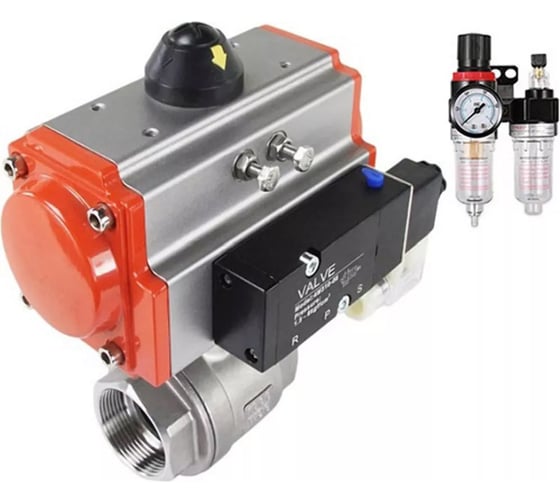 Изображение товара Кран шаровой DN.ru КШМП.316.230-ISO Ду65 Ру40 с пн.приводом, пн.распределителем, БПВ D160-20507