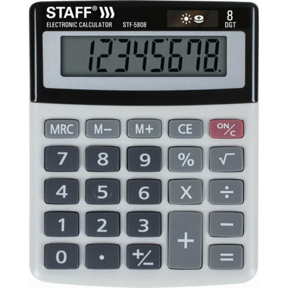 Купить Компактный настольный калькулятор Staff, STF-5808, серый, Пластик