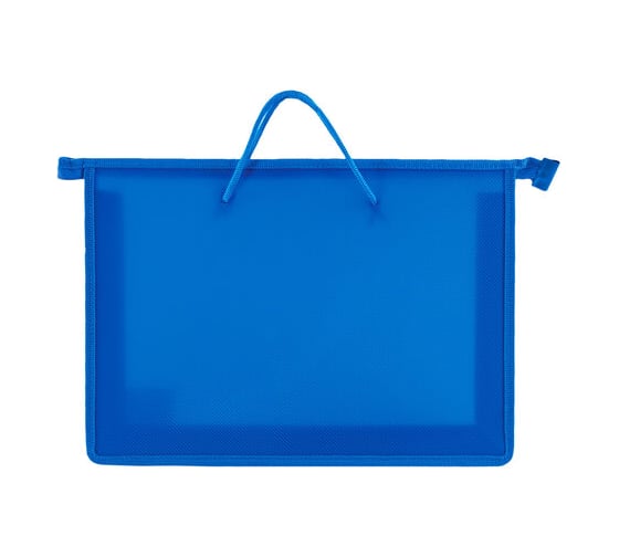 Изображение товара Папка ПИФАГОР на молнии с ручками А4, пластик, молния сверху, однотонная синяя, 228235