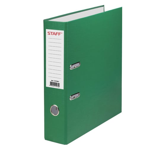 Изображение товара Папка-регистратор STAFF Manager с покрытием из ПВХ, 70 мм, без уголка, зеленая, 225981
