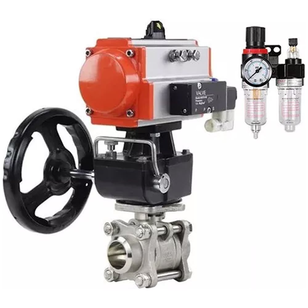 Изображение товара Кран шаровой DN.ru КШПП 316.200-ISO Ду10 Ру63 пн.привод, пн.распределитель, БПВ, дублер D160-11475