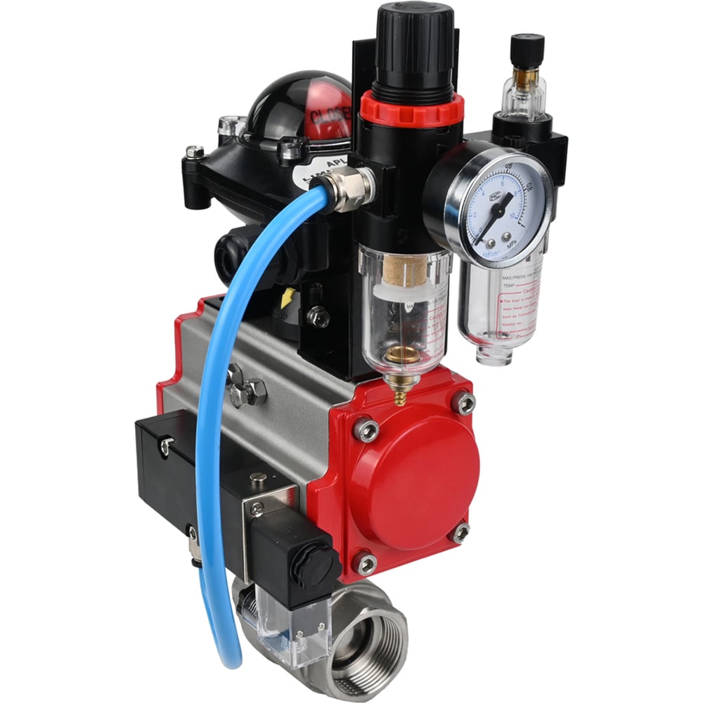 Изображение товара Кран шаровой DN.ru КШМП.316.230-ISO Ду20 Ру63 с пневмоприводом для воды и газа