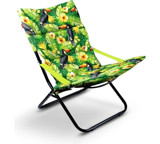Изображение товара Складное кресло-шезлонг Nika с мягким матрасом, принт с туканами ННК4Р/T