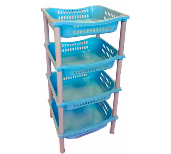 Изображение товара Этажерка для хранения Мультипласт Групп 4 секции, голубой MPG7358
