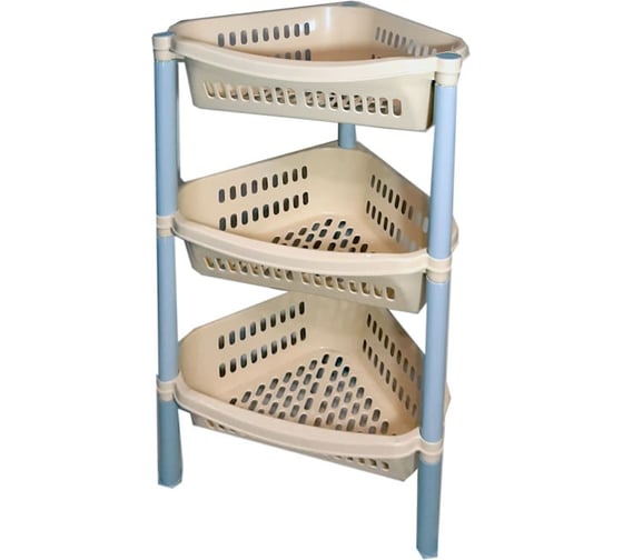 Изображение товара Угловая этажерка для хранения Мультипласт Групп 3 секции, бежевый MPG7365