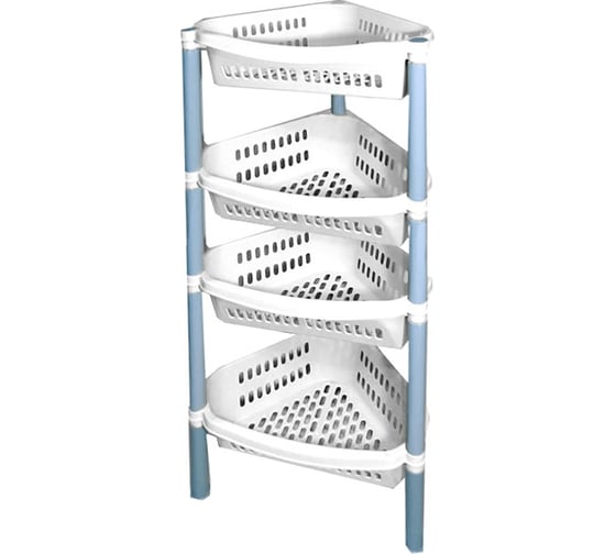 Изображение товара Угловая этажерка для хранения Мультипласт Групп 4 секции, белый мрамор MPG7402