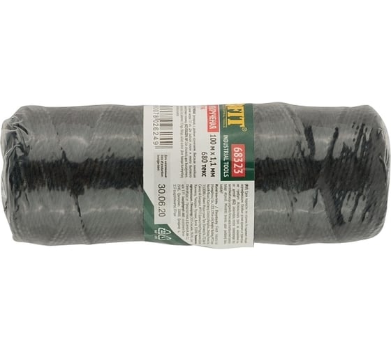 Изображение товара Крученая нить на бобине FIT 1.1 мм х 100 м, 680 текс, черная 68323