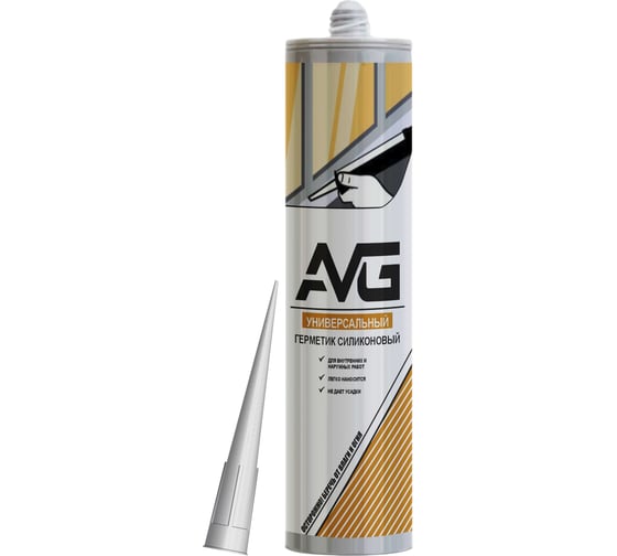 Изображение товара Герметик силиконовый универсальный AVG 280 мл AVG универсальный прозрачный