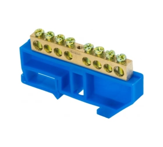 Изображение товара Шина EKF "0" N 8 отверстий, латунь, синий изолятор, на DIN-рейку 20 шт PROxima sn0-125-8-d