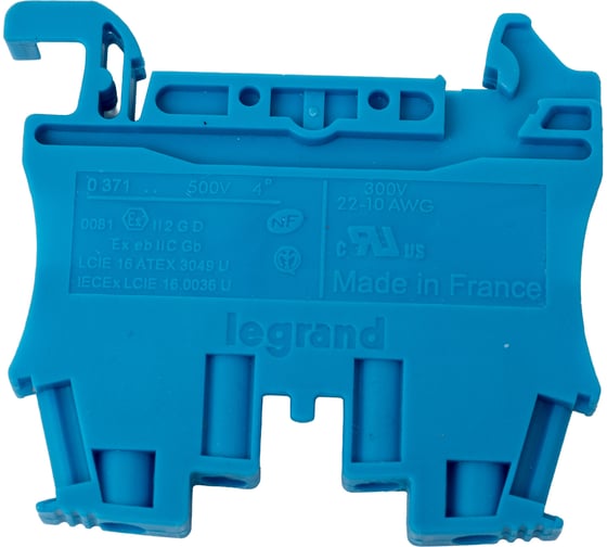 Изображение товара Винтовая клемма однополюсная Legrand Viking 3 2 входа/2 выхода шаг 6 мм синий 037109