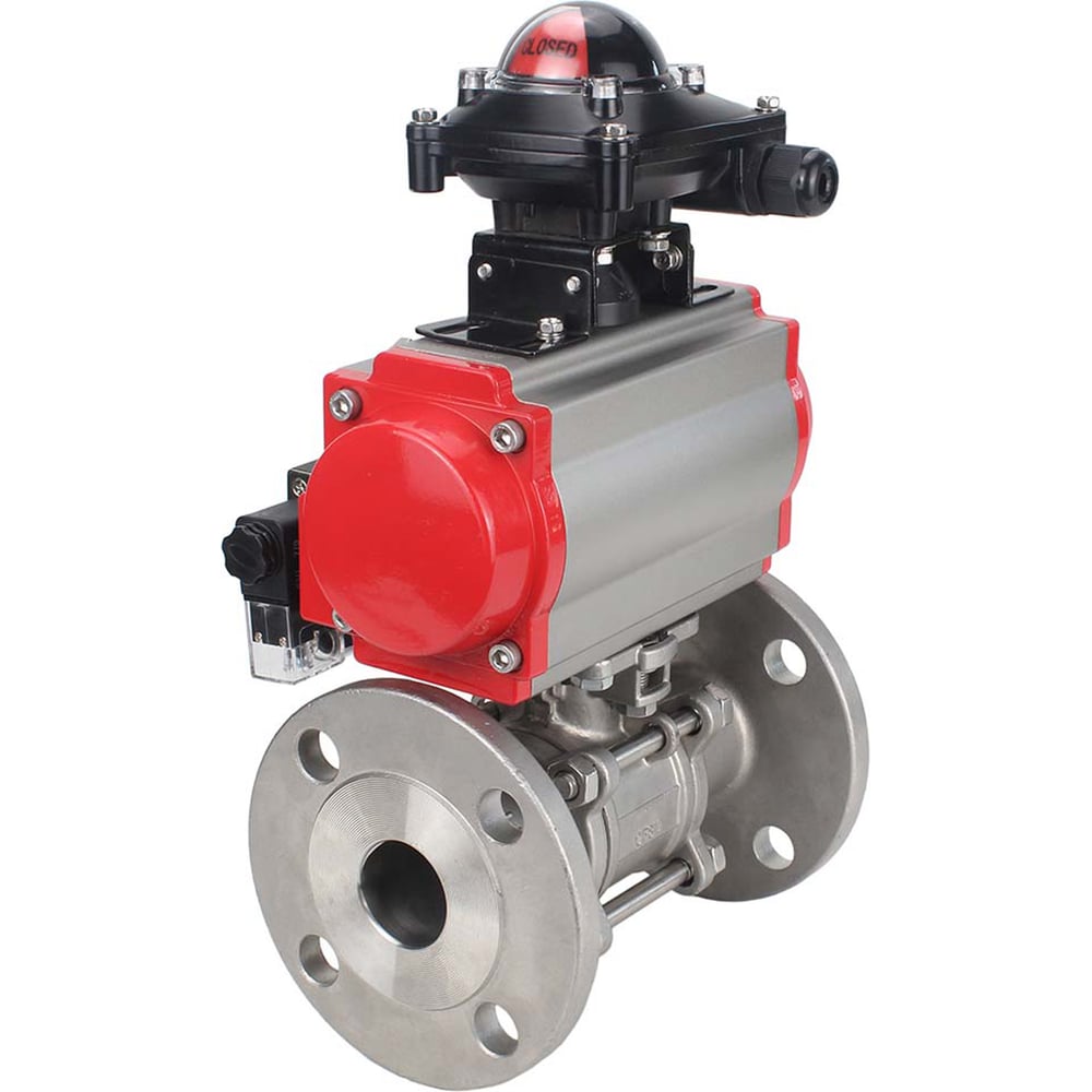 Изображение товара Шаровой кран DN.ru КШФПТ-ISO.316.180 Ду32 Ру40 с пневмоприводом