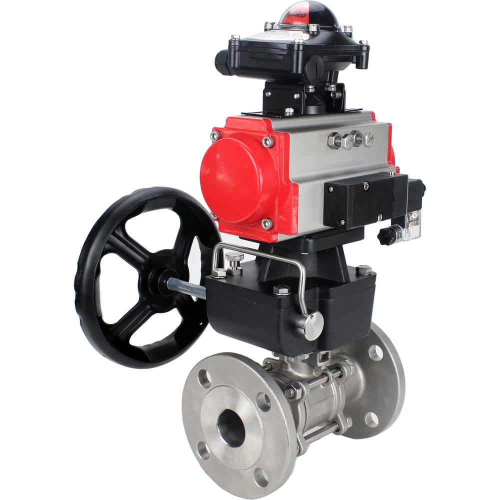 Изображение товара Шаровой кран DN.ru КШФПТ-ISO 304 180 Ду25 Ру40 с пневмоприводом