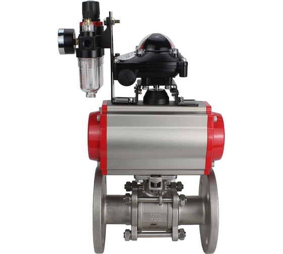 Изображение товара Шаровой кран DN.ru КШФПТ-ISO.316.180 Ду20 Ру40, с пневмоприводом, пневмораспределителем, БПВ, БКВ D160-10435