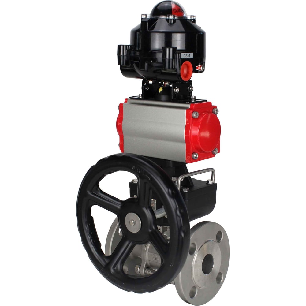 Изображение товара Шаровой кран DN.ru КШФПТ-ISO.304.180 Ду32 Ру40 с пневмоприводом