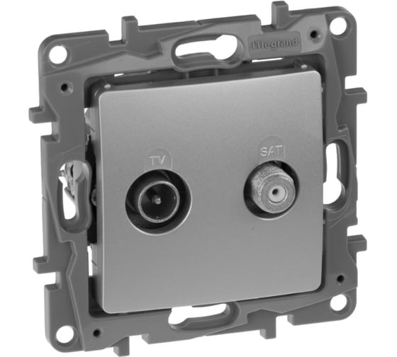 Изображение товара Розетка TV/SAT Legrand Etika двухкабельная, алюминий 672457