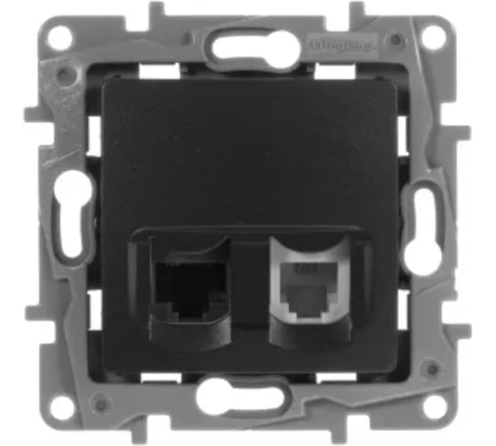 Изображение товара Розетка двойная RJ11+RJ45 Legrand Etika категория 5e, UTP, антрацит 672652