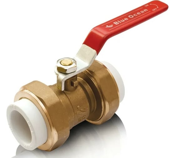 Изображение товара Кран шаровой Blue Ocean 2 сварные головки, латунь - 25х25 PPRF/BV-25х25