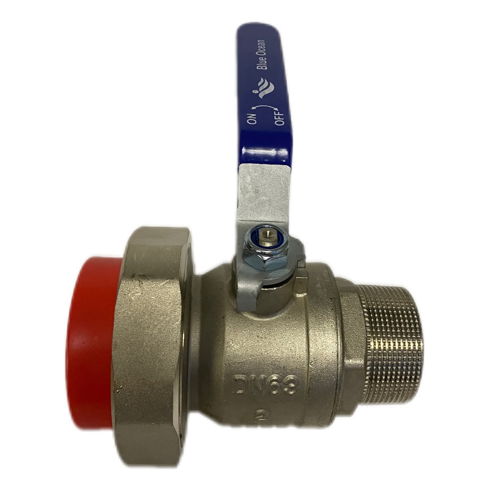 Изображение товара Кран шаровой Blue Ocean 63х2 латунь и полипропилен для водопроводных систем