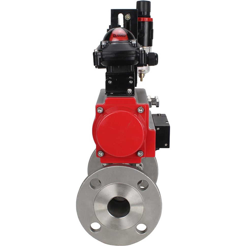 Изображение товара Шаровой кран DN.ru КШФПТ-ISO.316.180 Ду50 Ру40, с пневмоприводом, пневмораспределителем, БПВ, БКВ D160-10430