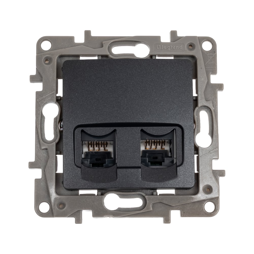 Изображение товара Розетка компьютерная двойная Legrand Etika RJ45 категория 5e антрацит