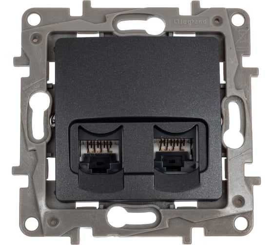 Изображение товара Розетка компьютерная двойная Legrand Etika RJ45, категория 5e, UTP, антрацит 672655