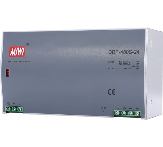 Изображение товара Блок питания MIWI на DIN-рейку DRP-480-24