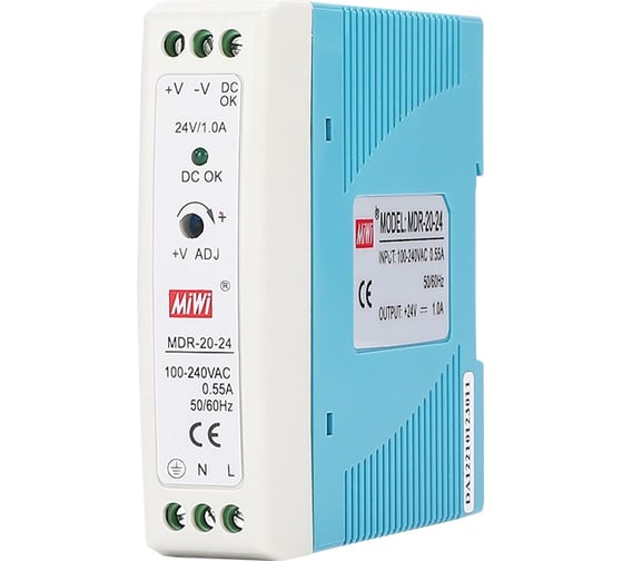 Изображение товара Блок питания MIWI на DIN-рейку MDR-20-12