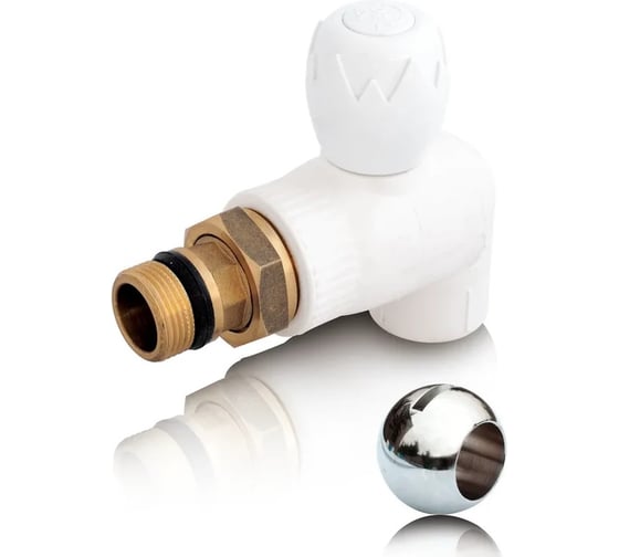 Изображение товара Шаровой кран для радиатора Blue Ocean полипропиленовый, угловой - 20х1/2 PPRF/PPR/EBVH-1(W)-20х1/2"