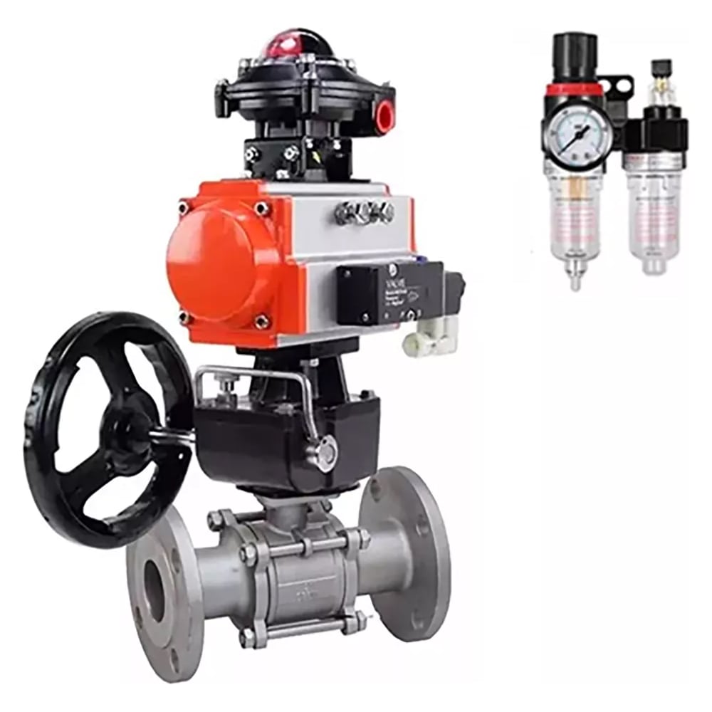 Изображение товара Шаровой кран DN.ru КШФПТ-ISO.316.180 Ду80 Ру25 с пневмоприводом