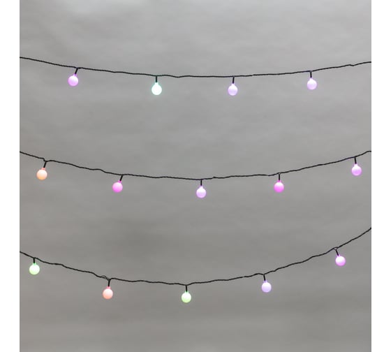 Изображение товара Гирлянда Neon-Night Шарики Ø25 мм, 5 м, темно-зеленый ПВХ, 25 диодов, цвет RGB 303-550