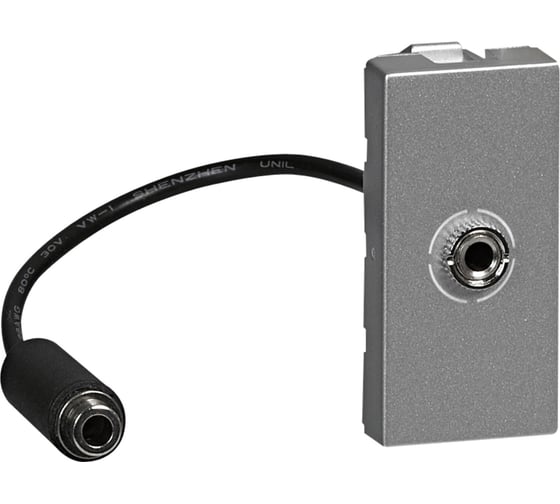 Изображение товара Розетка Legrand Jack 3,5 Mosaic 1 модуль, оборудована шнуром, алюминий 079379