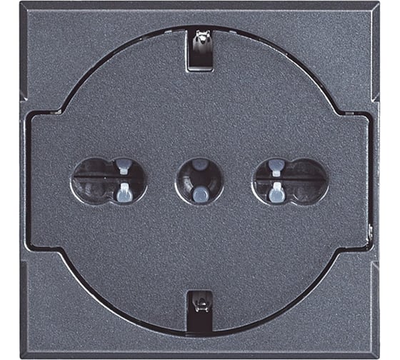 Изображение товара Розетка Legrand Axolute 2К+З 16А 250В, немецкого/итальянского стандартов,с плоской лицевой панелью Цвет Антрацит HS4140/16F