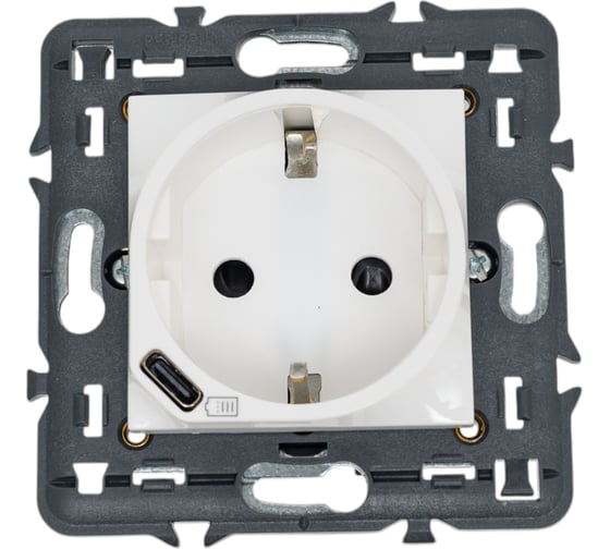 Изображение товара Розетка Legrand 2К+3 с USBC Программа Mosaic немецкий стандарт с суппортом белая 077271L