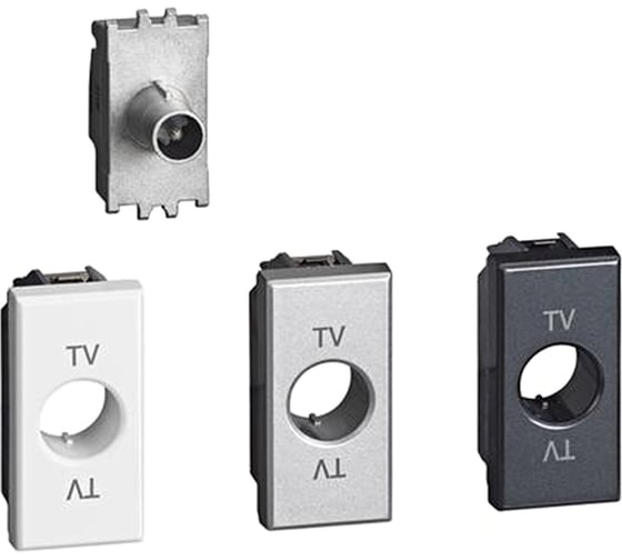 Изображение товара Розетка Legrand Axolute проходная TV для схемы «шлейф Затухание на отвод сигнала 14дБ Штыревой разъем 9,5 мм, экранированная 1 модуль H4202P14