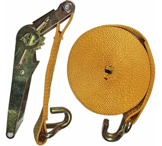 Изображение товара Стяжной ремень EКТО с 2-я крюками и храповиком, 3000 кг, длина 10,0 м, ширина 50 мм RT-001-3000