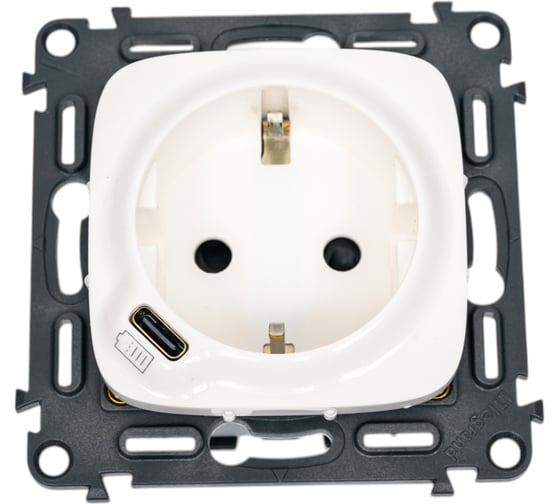 Изображение товара Розетка комбинированная Legrand Valena ALLURE 2К+З, 16А, ~250В, со встроенным зарядным устройством, USB C 15А 5В, с лицевой панелью, юелое 753005