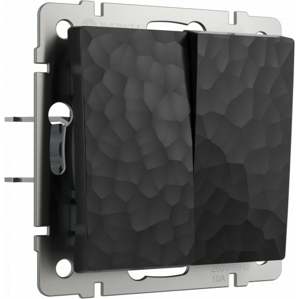Купить Проходной двухклавишный выключатель WERKEL, W1222008 a052060, проходной, черный, металл/поликарбонат