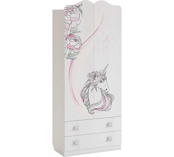 Изображение товара Шкаф комбинированный Фэнтези с ящиком 2-створчатый белый рамух MDF-01.1747